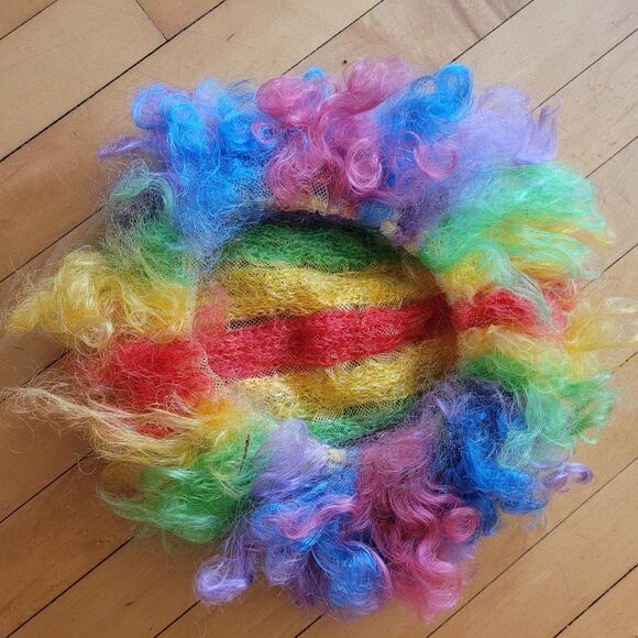 1992 Vintage Rainbow Clown Wig – Curly Costume Hair - Picture 2 of 3
